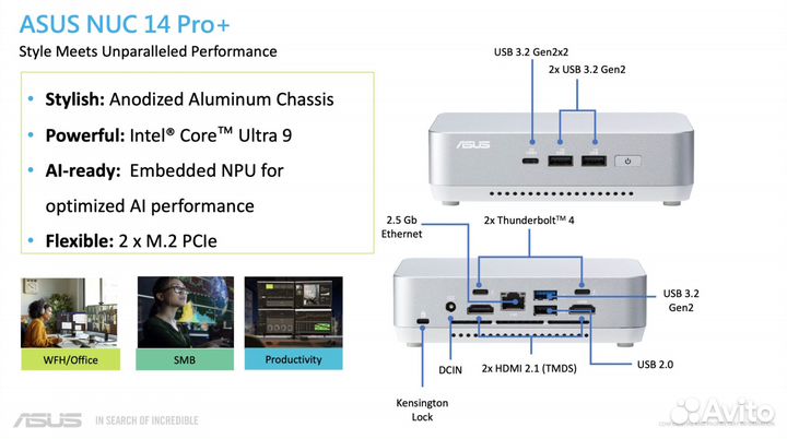 Мини-пк asus NUC14 Pro/Pro+(Core Ultra 5/7/9) 2024