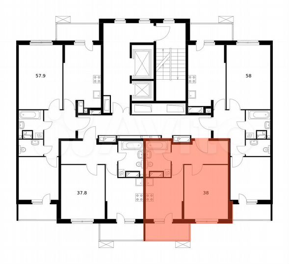 1-к. квартира, 37,8 м², 13/24 эт.