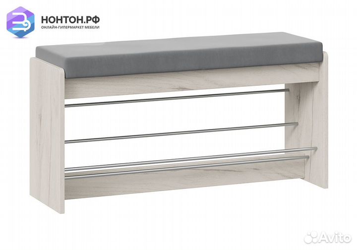 Тумба для обуви Тайм тип 2 дуб крафт белый / велюр