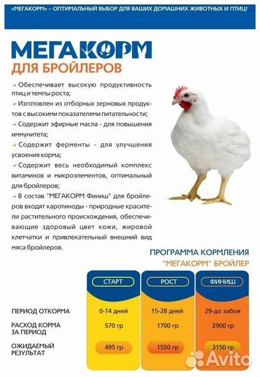 Комбикорм Мегакорм для бройлеров