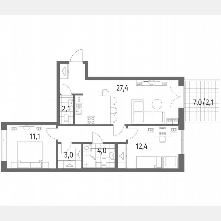 2-к. квартира, 67,7 м², 1/9 эт.