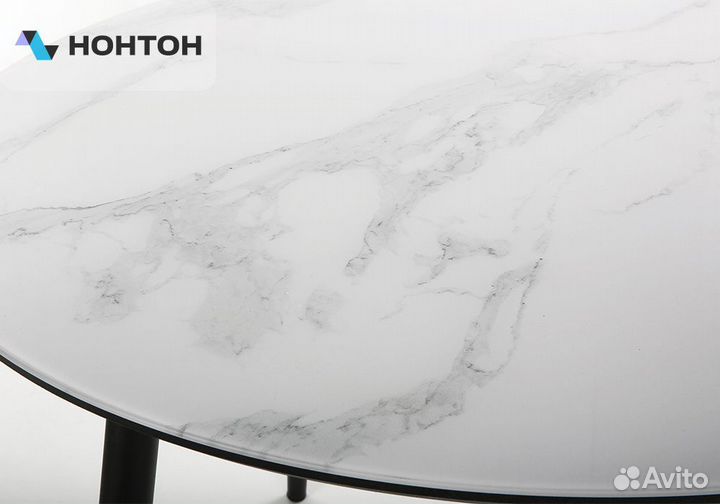 Стол обеденный Милтон белый мрамор / черный