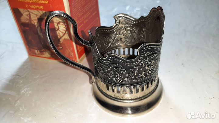 Подстаканник никелированный с чернью мнц СССР