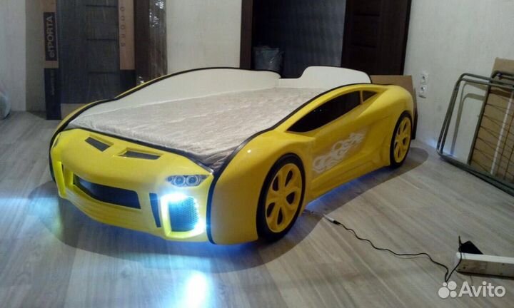 Кроватка машинка Ламба next (желтая)в наличии