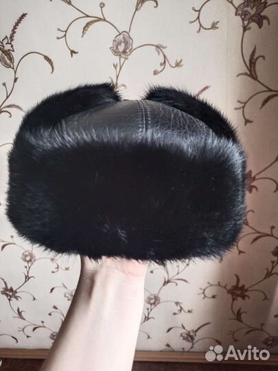 Норковая шапка мужская черная