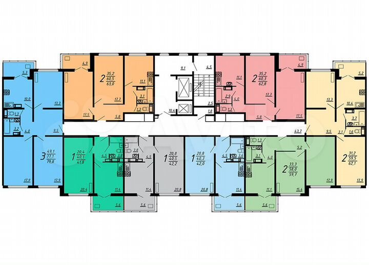 Планировка квартиры лазурный 1-к. квартира, 42 м², 12/17 эт. на продажу в Воронеже Купить квартиру Авито