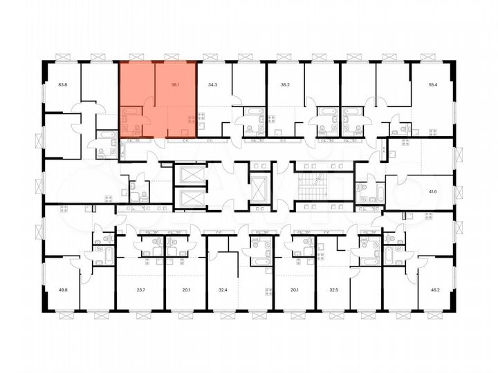 1-к. квартира, 38,1 м², 8/24 эт.