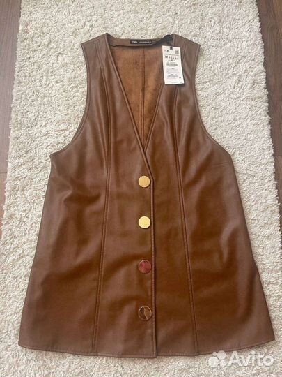 Новый кожаный сарафан zara