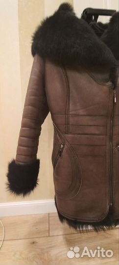 Дубленка натуральная женская 42 44 с капюшоном