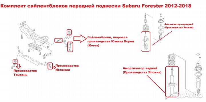 Ком-кт сайлент. зад. подвески Subaru/Opel/Saab