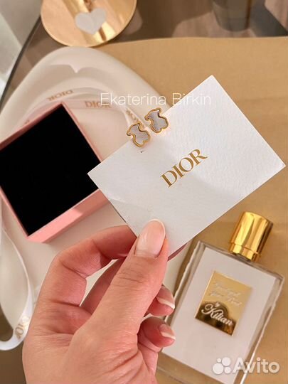 Tous серьги цвет золото белый