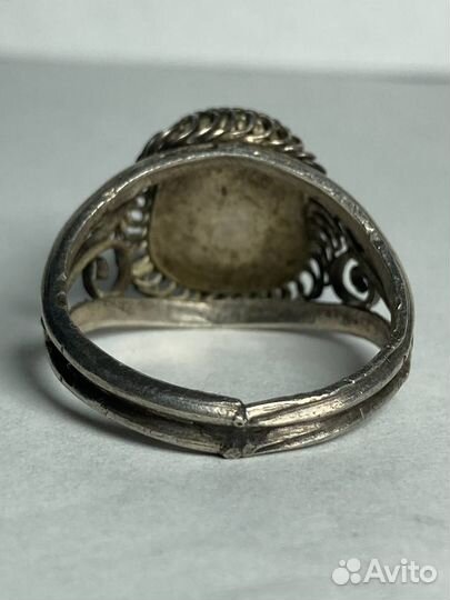 Кольцо Антикварное.Скань.Филигрань.Бирюза