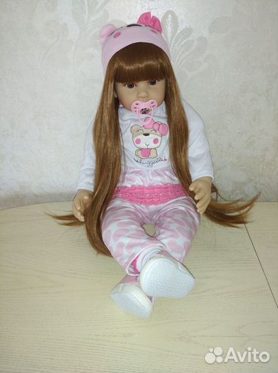 Кукла реборн девочка 60 см с волосами