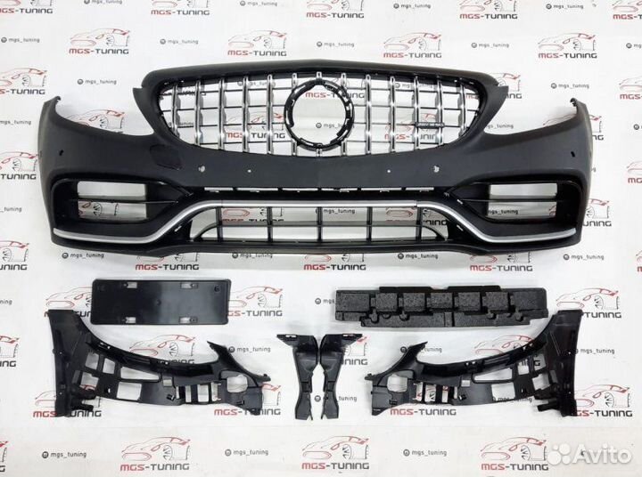 Бампер с решеткой C63 AMG на C-Class W205 Рест