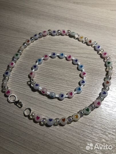 Одерелье и браслет с сердечками