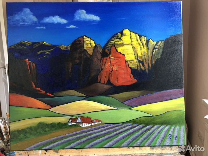 Картина маслом пейзаж Горы