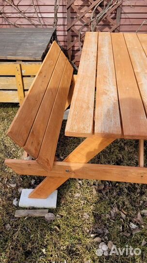 Стол со скамейками дачный