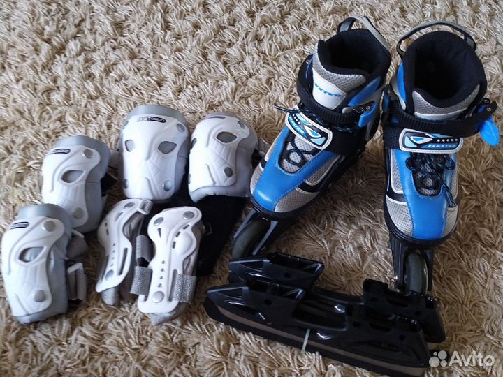Роликовые коньки детские раздвижные с защитой