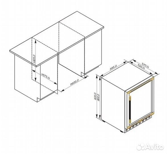 Винный шкаф Kaiser K 64800 AD черный, золотистый