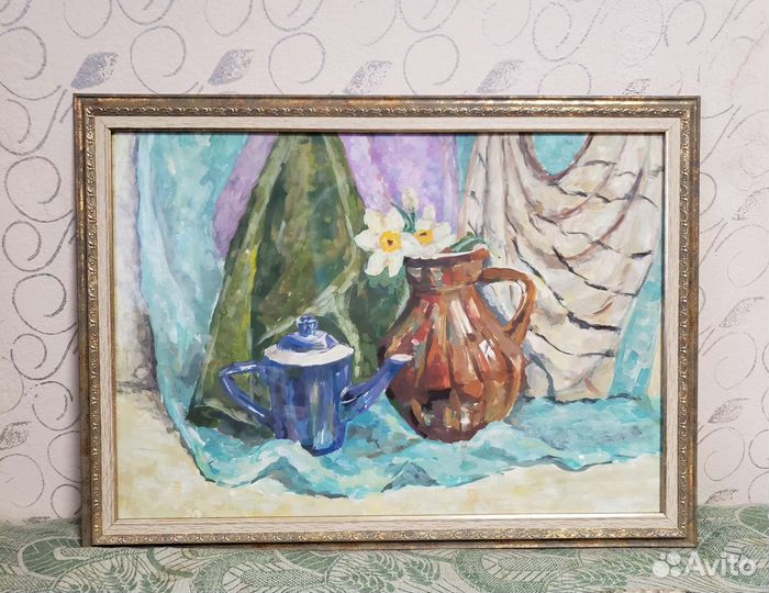 Большая картина натюрморт с цветами