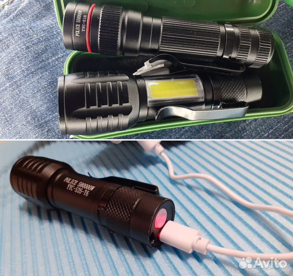 Мощный Фонарь Police в кейсе c Zoom 3 режима Мини
