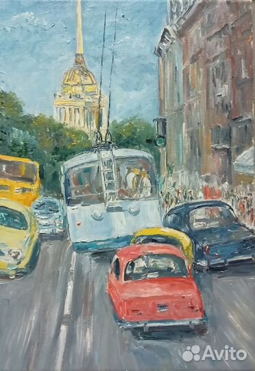 Картина маслом Ленинградский пейзаж 21х30 см