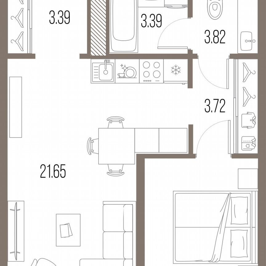 1-к. квартира, 44,6 м², 9/10 эт.