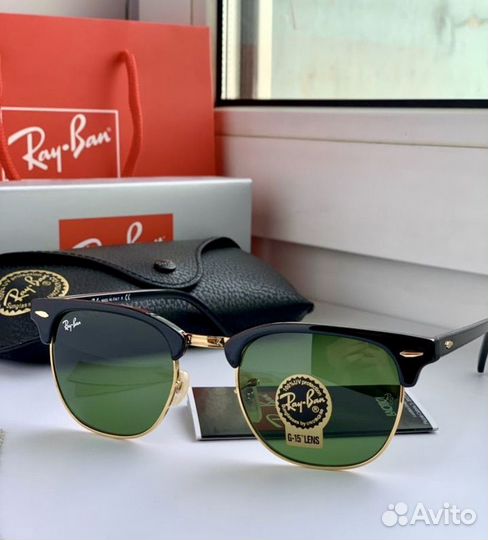 Очки ray ban clubmaster зеленые