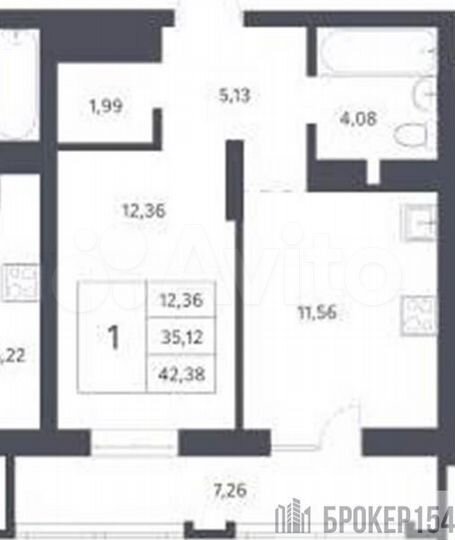 1-к. квартира, 35,1 м², 11/21 эт.