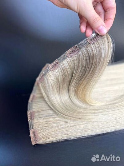 Натуральные волосы на заколках, волна