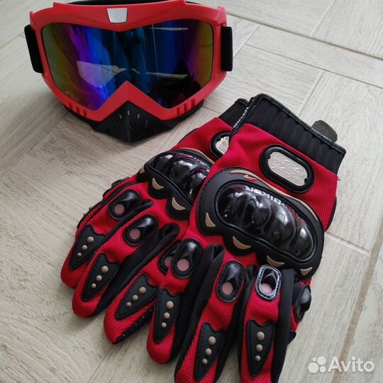 Горнолыжные очки кроссовые и перчатки xl