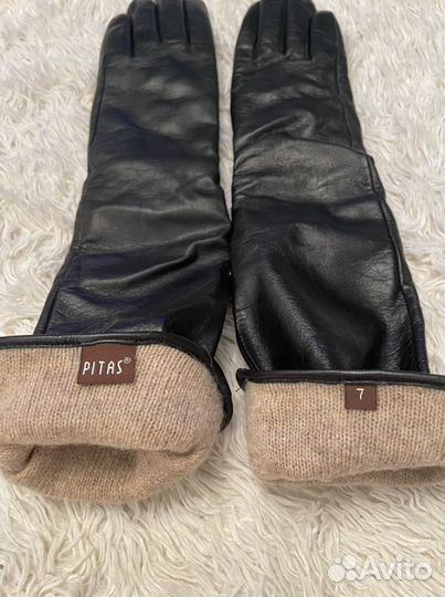 Перчатки длинные женские кожаные новые