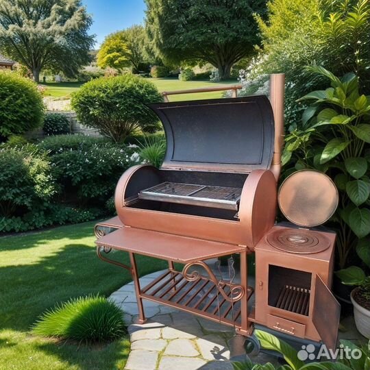 Мангал, гриль-барбекю,коптильня, с печью под казан