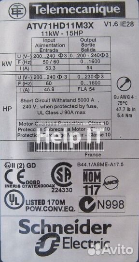Преобразователь частоты Schneider ATV71HD11M3X