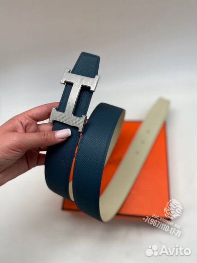 Мужской двухсторонний кожаный ремень Hermes