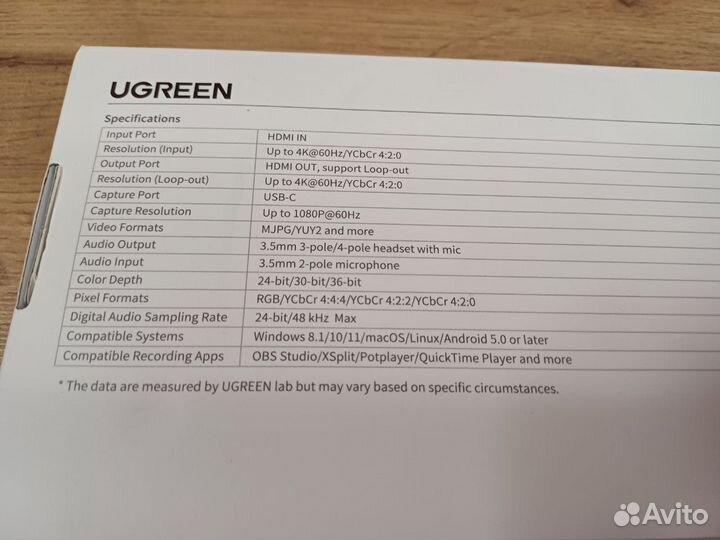 Карта видеозахвата Ugreen 4K60Hz hdmi к USB/Type-C