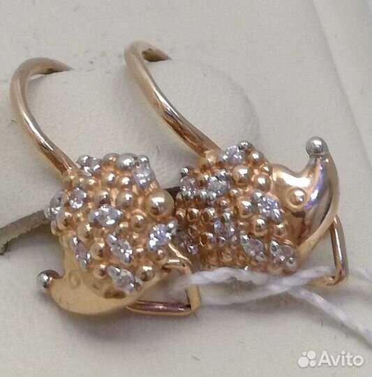 Серьги / 1,63г / Золото585 / фианиты круглые