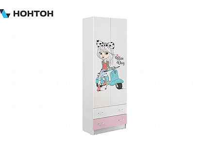 Шкаф 2-х створчатый Вега fashion-1 белый / розовый
