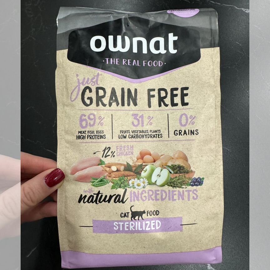 Остаток корма Ownat grain free курица для кошек