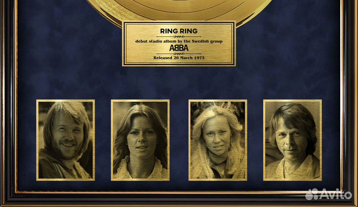 Abba золотой винил с автографом в рамке декор