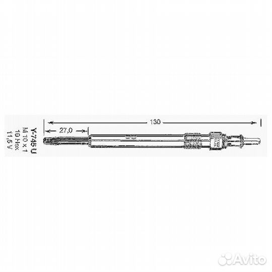 Свеча накаливания D-Power 11 (Y-745U) NGK 6346