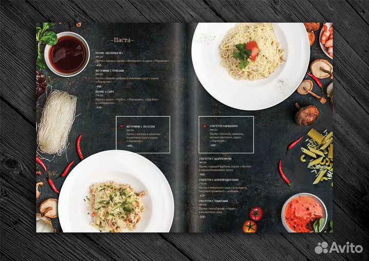 Дизайн и изготовление меню. Фотографирование блюд