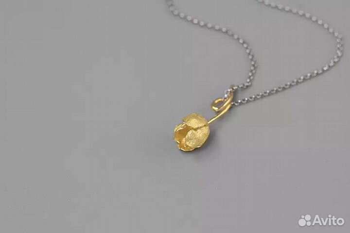 Кулон перевернутый тюльпан в позолоте Sakura Dream