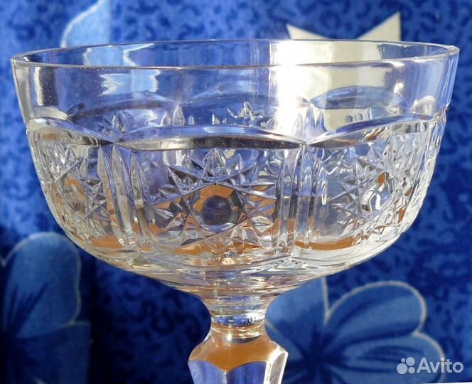Ваза креманка хрусталь гранёная ножка винтаж