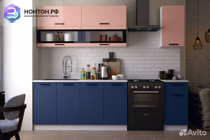 Кухня Техно 2.0 м компоновка №2 пудра софт / ультр