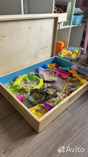 Песочница с крышкой+кинетический песок