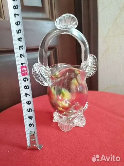 Корзиночка/ваза цветное стекло