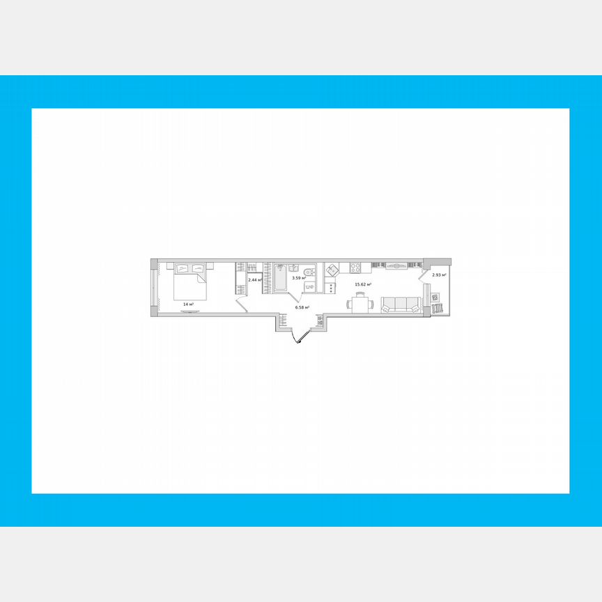 1-к. квартира, 42,4 м², 21/21 эт.