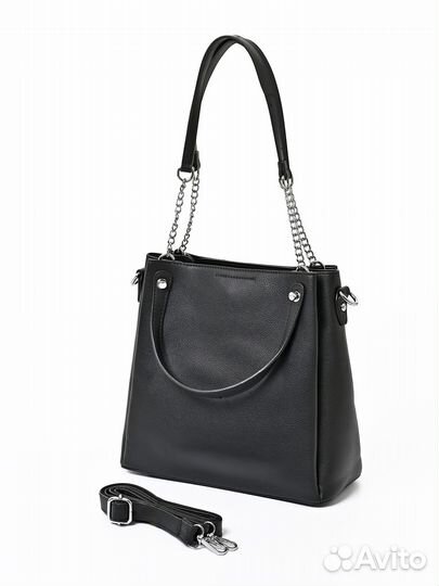 Женская сумка боулер чёрная