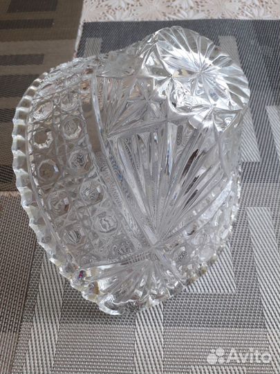 Хрустальный салатник СССР овал Советский хрусталь